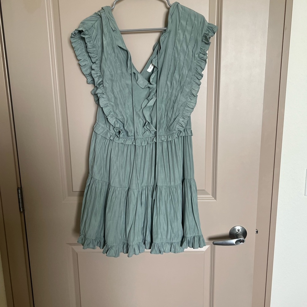 Blushing Brunette Teal Mini Dress